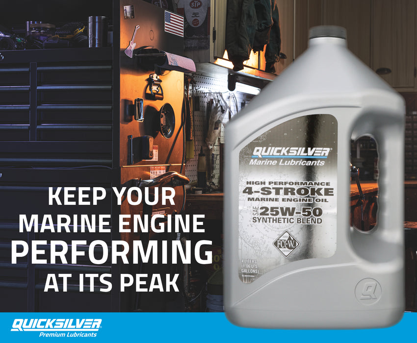 Quicksilver 25W-50 4-Stroke High Performance Synthetic Blend Marine Engine Oil, 1 Gallon