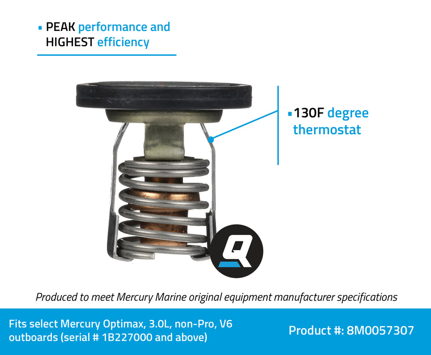 Quicksilver 8M0057307 Replacement 130 Degree F Thermostat