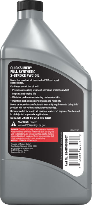 Quicksilver 2-Stroke Full Synthetic PWC and Sport Boat Oil, 1 Quart