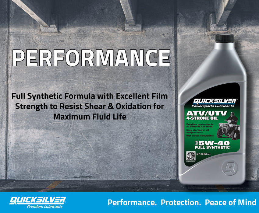 Quicksilver 5W-40 Full Synthetic 4-Stroke ATV Engine Oil, 1 Quart