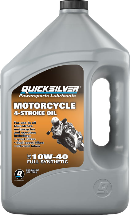 Quicksilver 10W-40 4-Stroke Full Synthetic Motorcycle Oil, 1 Gallon