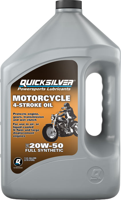 Quicksilver 20W-50 4-Stroke Full Synthetic Motorcycle Oil, 1 Gallon