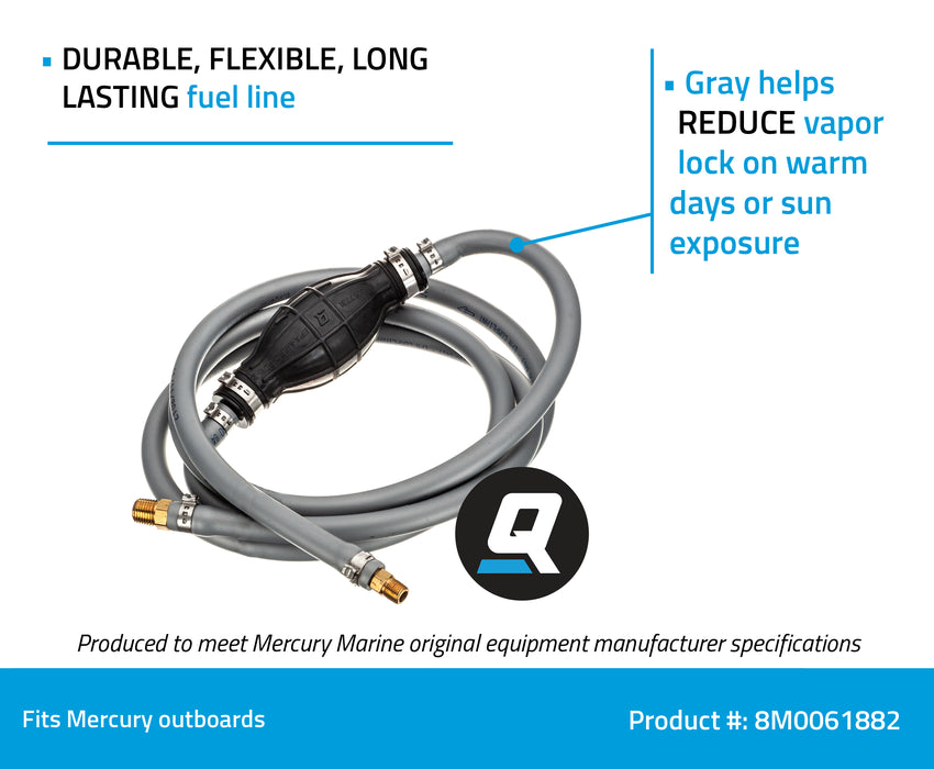 Quicksilver 8M0061882 Fuel Line Assembly, 8 Ft. Long with Primer Bulb