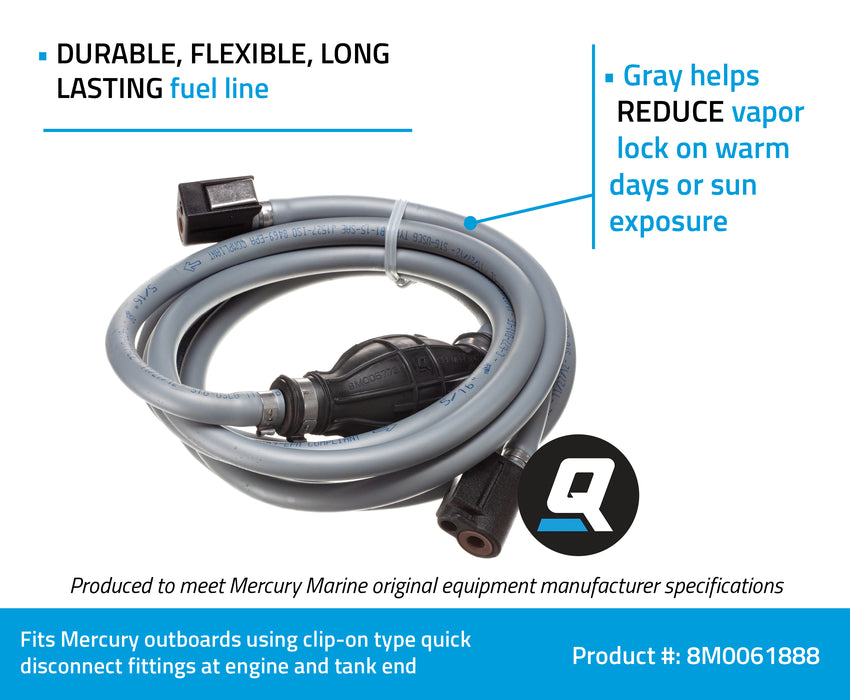 Quicksilver 8M0061888 Fuel Line Assembly, 12 Ft. Long with Primer Bulb