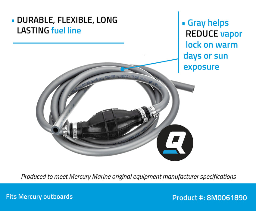 Quicksilver 8M0061890 Fuel Line Assembly, 9 Ft. Long with Primer Bulb