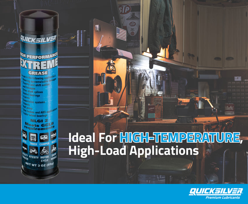 Quicksilver 8M0071837 High Performance Extreme Grease/Lubricant with PTFE, 3 oz Cartridges, Pack of 3