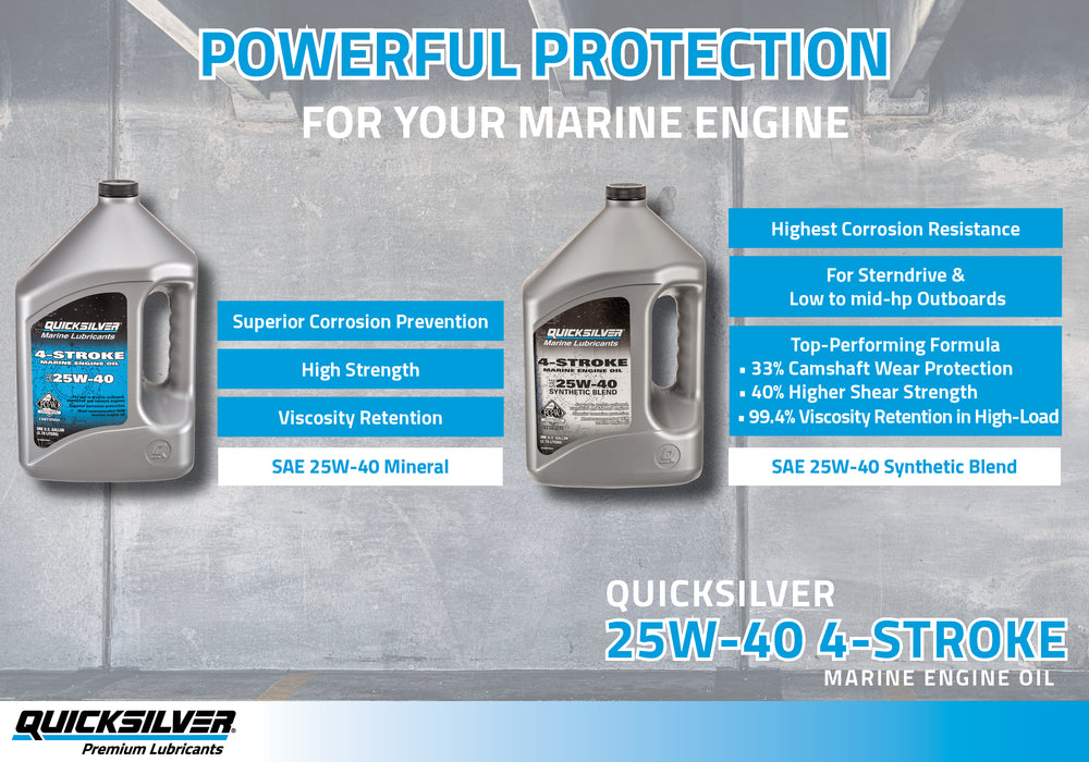 Quicksilver 25W-40 Marine Engine Oil, 1 Qt.