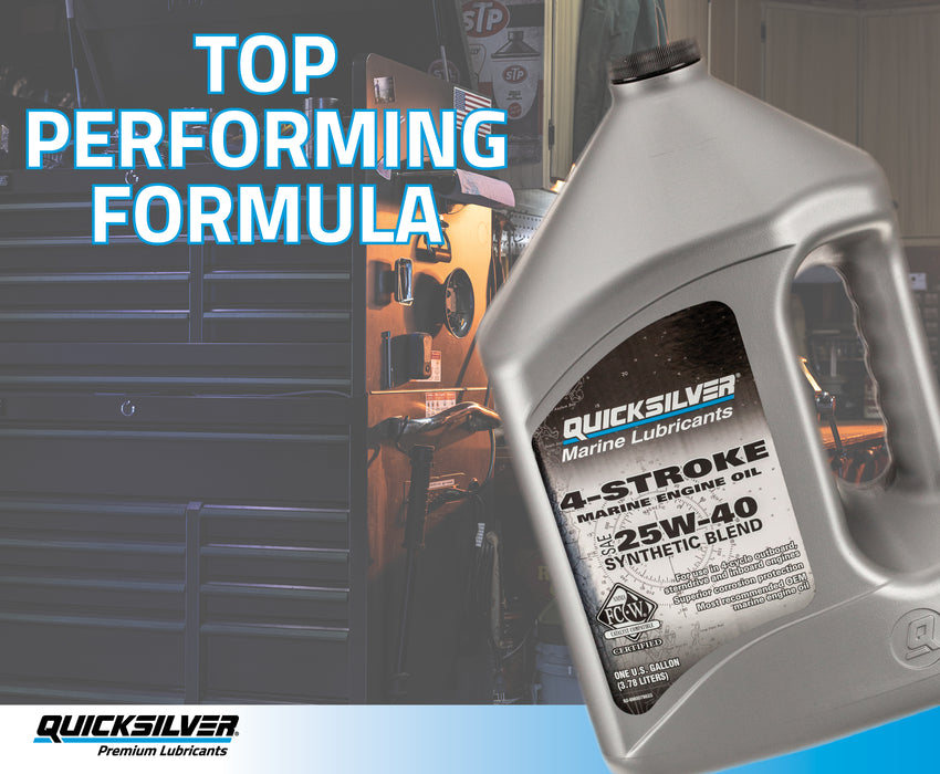 Quicksilver 25W-40 Synthetic Marine Engine Oil, 1 Gallon