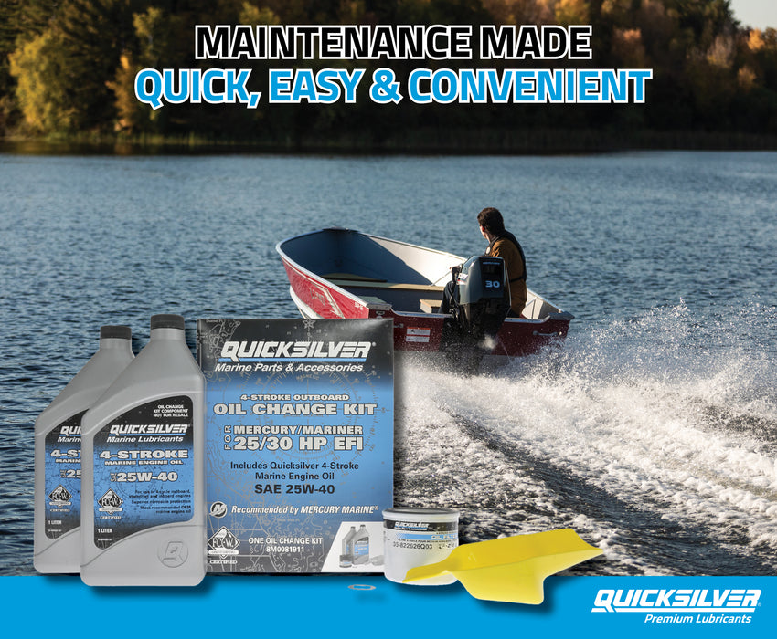 Quicksilver 25W-40 Oil Change Kit for 4-Stroke 25hp and 30hp Mercury EFI Outboards
