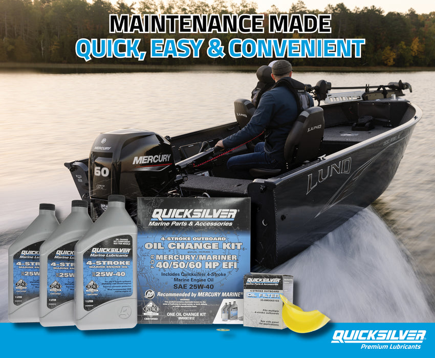 Quicksilver 25W-40 Oil Change Kit for 4-Stroke 40hp, 50hp and 60hp Mercury Outboards
