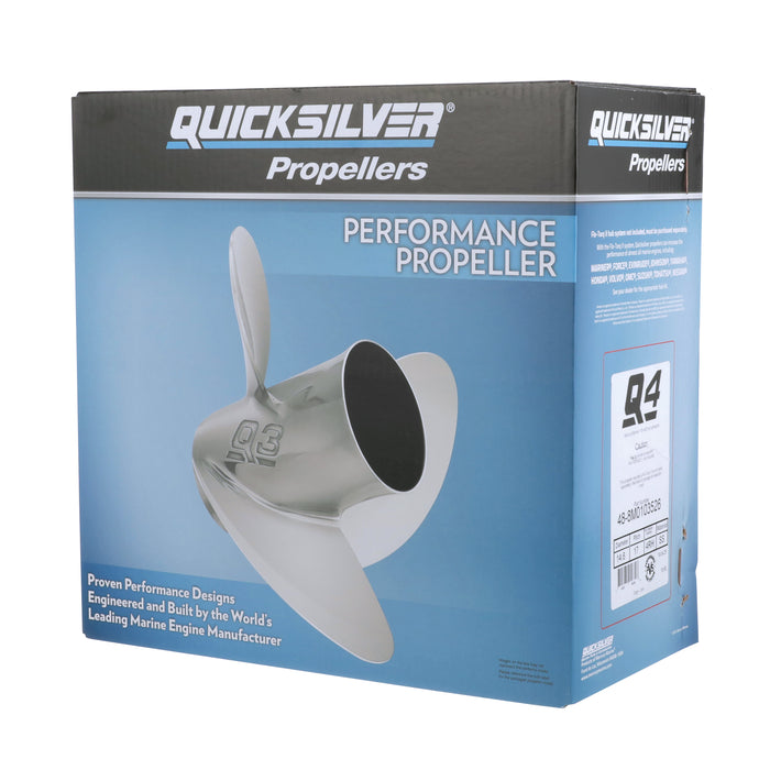 Quicksilver Q4 14.6" Diameter X 17" Pitch, 4-Blade Stainless Steel Propeller, Right Hand Rotation