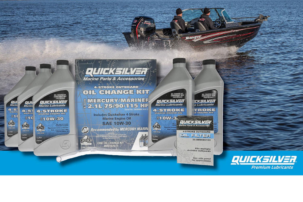 Quicksilver 10W-30 Oil Change Kit for 4-Stroke 75hp, 90hp and 115hp Mercury 2.1L Outboards