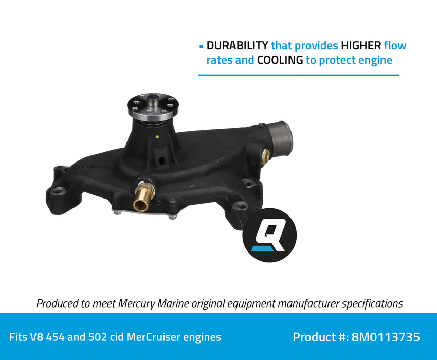 Quicksilver 8M0113735 Water Pump for Mercury V8 MerCruiser Engines, Bi-Directional