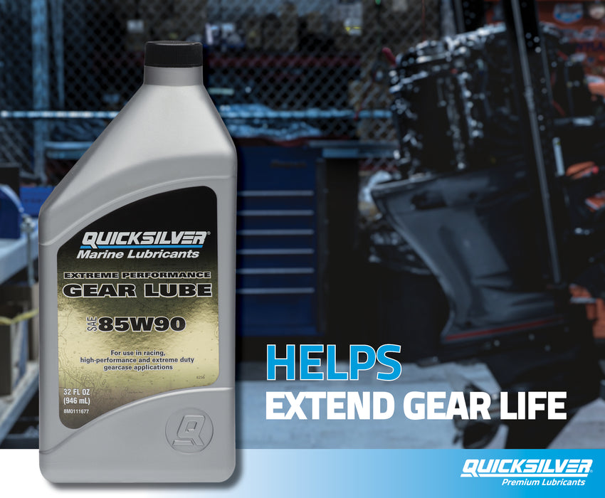 Quicksilver 85W-90 Extreme Performance Gear Lube for Outboards and Sterndrives, 1 Quart