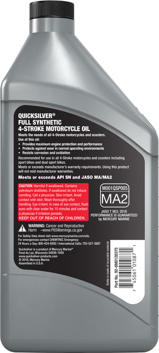Quicksilver 15W-50 Full Synthetic Motorcycle Oil, 1 Quart