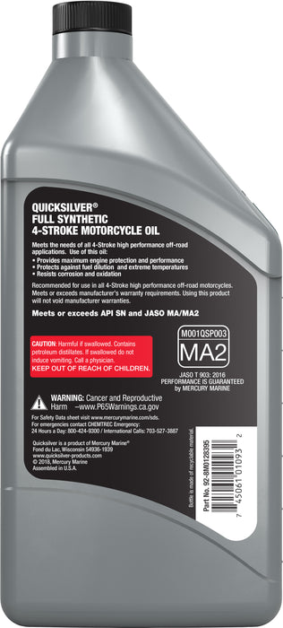 Quicksilver 10W-40 Full Synthetic Off Road Engine Oil, 1 Quart