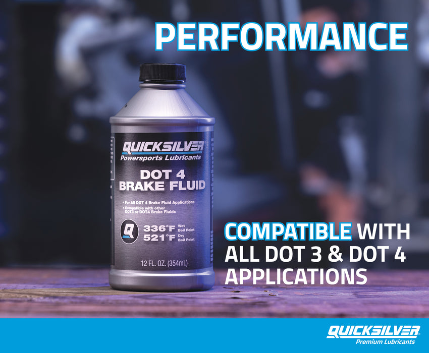 Quicksilver DOT 4 Brake Fluid for Marine, Automotive and Powersports Brake Systems, 12oz