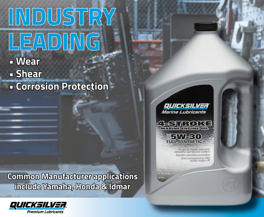 Quicksilver 5W-30 4-Stroke Full Synthetic Marine Engine Oil, 1 Gallon