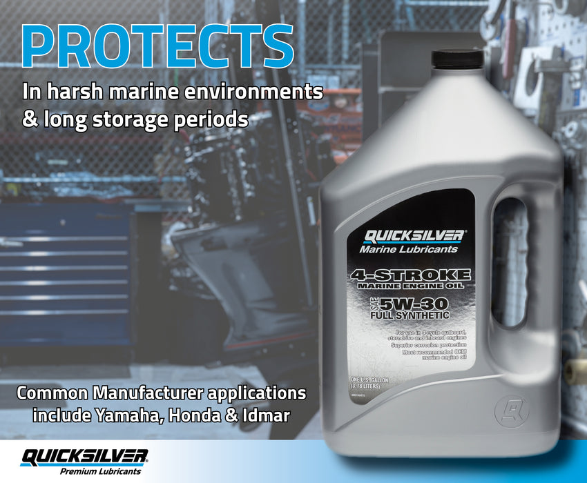 Quicksilver 5W-30 4-Stroke Full Synthetic Marine Engine Oil, 1 Gallon