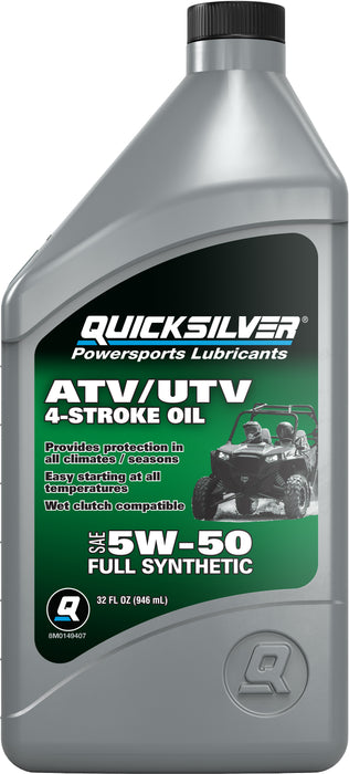 Quicksilver 5W-50 Full Synthetic 4-Stroke ATV/UTV Engine Oil, 1 Quart