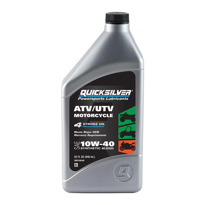 Quicksilver 10W-40 Synthetic Blend ATV/UTV/Motorcycle Oil, 1 Quart, Qty 6