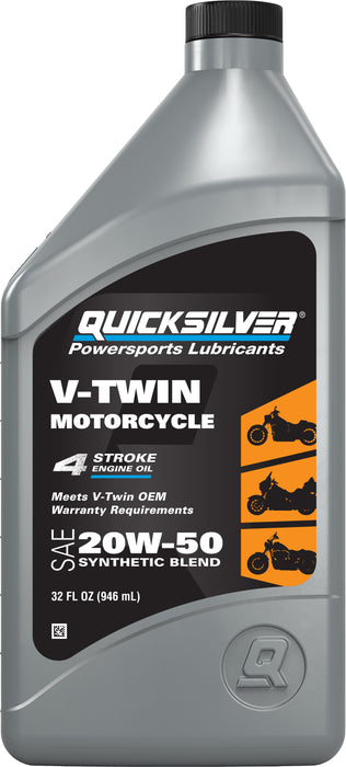 Quicksilver 20W-50 4-Stroke Synthetic Blend Motorcycle Oil, 1 Quart, Qty 6