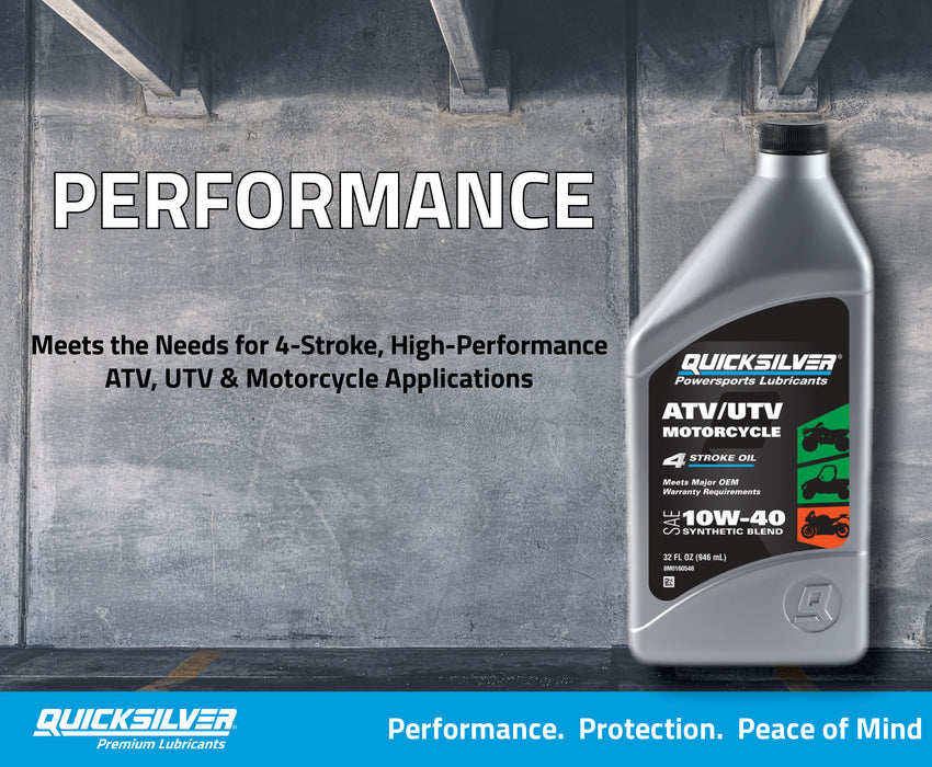 Quicksilver 10W-40 Synthetic Blend ATV/UTV/Motorcycle Oil, 1 Quart