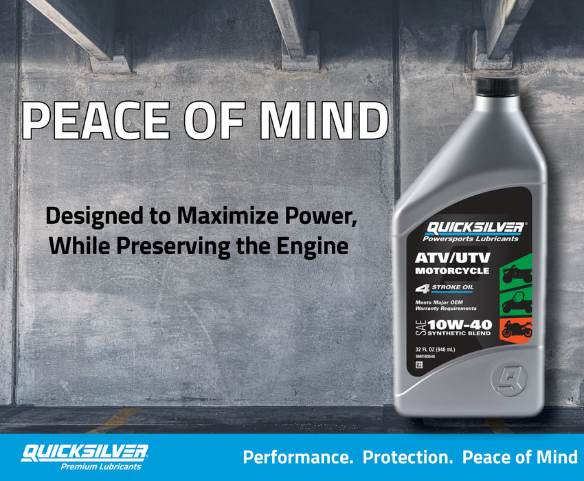 Quicksilver 10W-40 Synthetic Blend ATV/UTV/Motorcycle Oil, 1 Quart