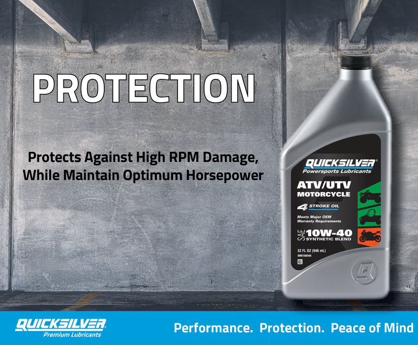 Quicksilver 10W-40 Synthetic Blend ATV/UTV/Motorcycle Oil, 1 Gallon