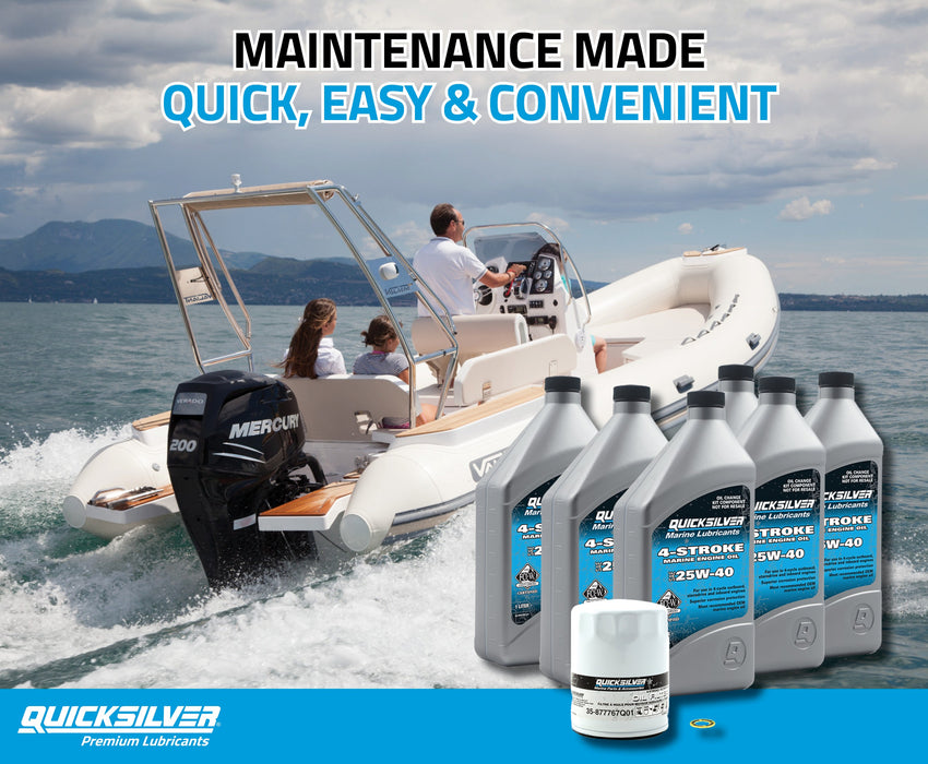 Quicksilver 25W-40 Oil Change Kit for 150-200hp 4-Stroke Mercury L4 Verado Outboards