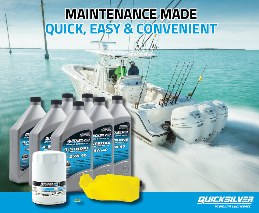 Quicksilver 25W-40 Oil Change Kit for 200-400hp 4-Stroke Mercury L6 Verado Outboards