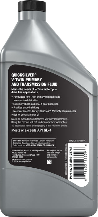 Quicksilver 8M0175742 V-Twin Primary Chaincase and Transmission Fluid, 1 Quart
