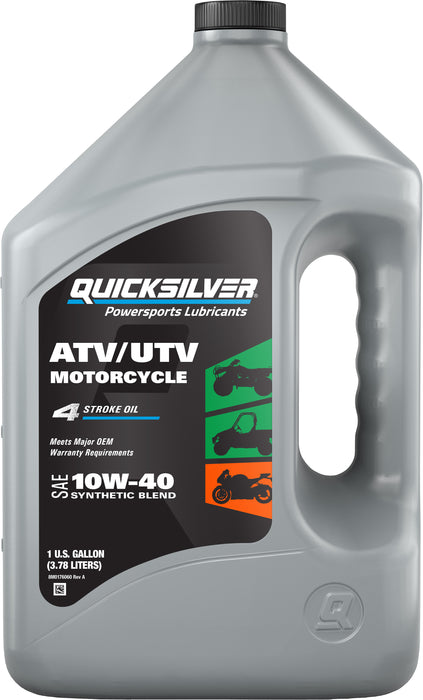 Quicksilver 10W-40 Synthetic Blend ATV/UTV/Motorcycle Oil, 1 Gallon