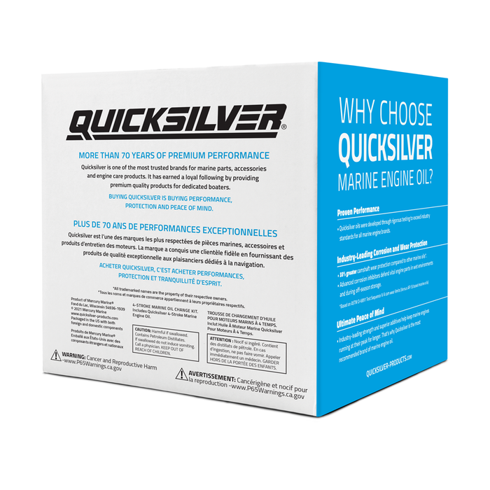 Quicksilver 25W-40 Sterndrive and Inboard Oil Change Kit, Compatible w/ Mercury MerCruiser, Crusader, Chris Craft, OMC, PCM, Volvo Penta, Quicksilver Engines, Boat