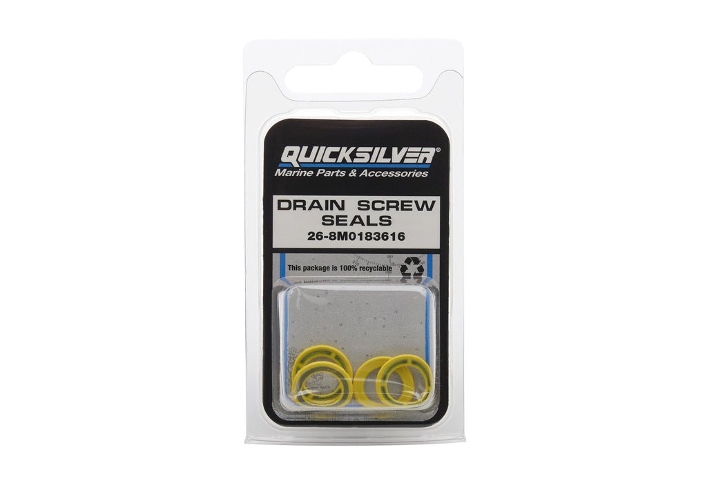 Quicksilver 8M0183616 Drain Screw Seals for Select Mercury Outboards and Sterndrives, Pack of 4