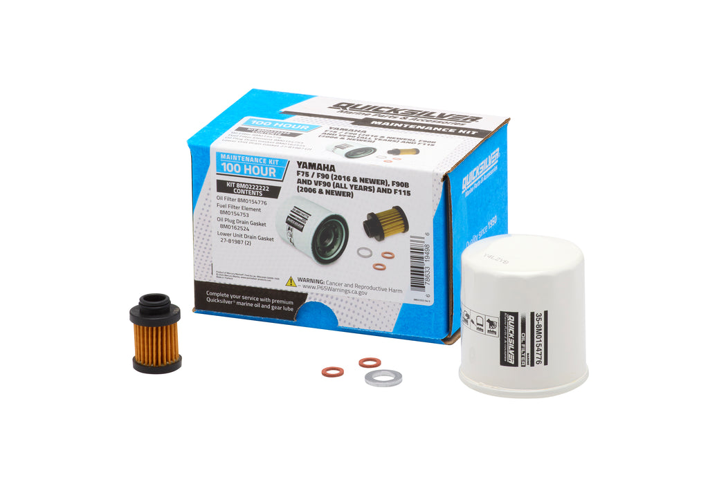 Quicksilver 8M0222222 100 Hour Maintenance Kit for Yamaha F75/F90 for F90B & VF90 and F115 Outboards