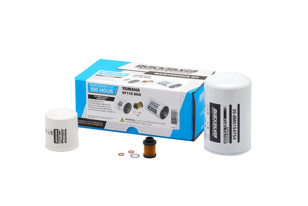 Quicksilver 8M0222223 100 Hour Maintenance Kit for Yamaha VF115 SHO Outboards