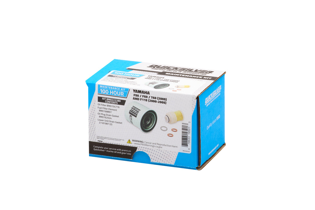 Quicksilver 8M0222280 100 Hour Maintenance Kit for Yamaha F50/F60/T60 and F115 Outboards