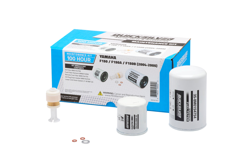 Quicksilver 8M0222281 100 Hour Maintenance Kit for Yamaha F150/F150A/F150B Outboards