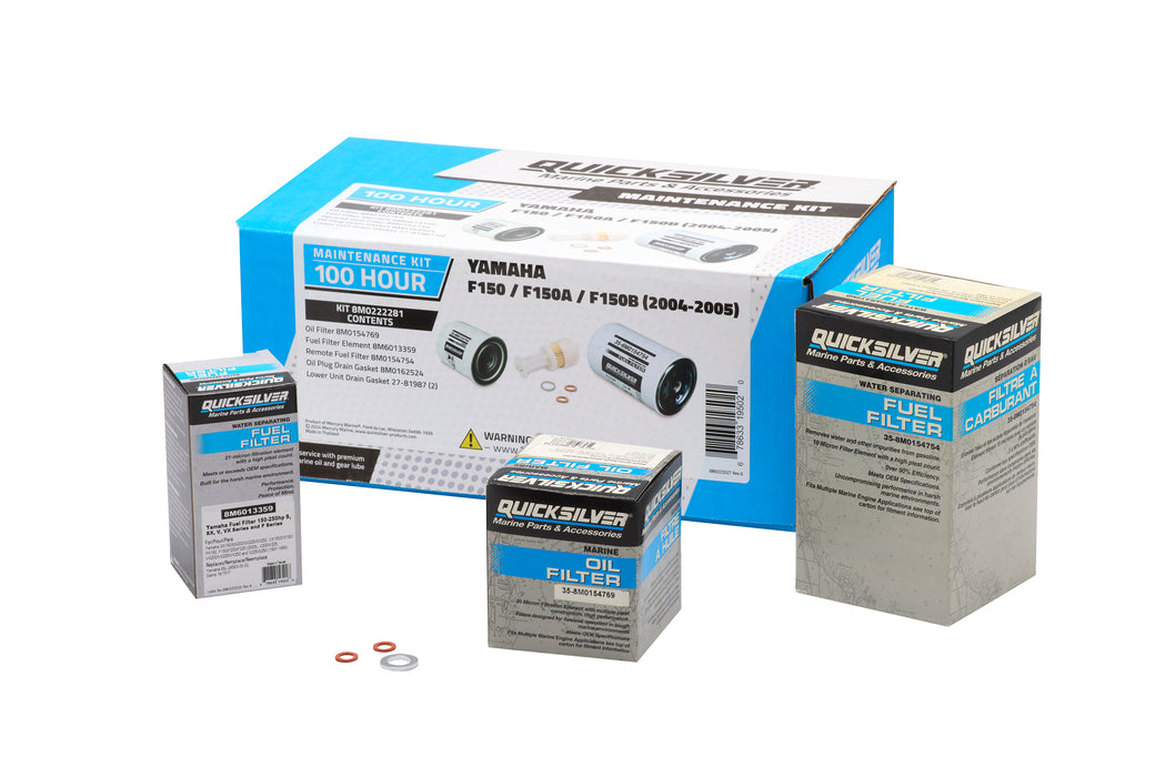 Quicksilver 8M0222281 100 Hour Maintenance Kit for Yamaha F150/F150A/F150B Outboards