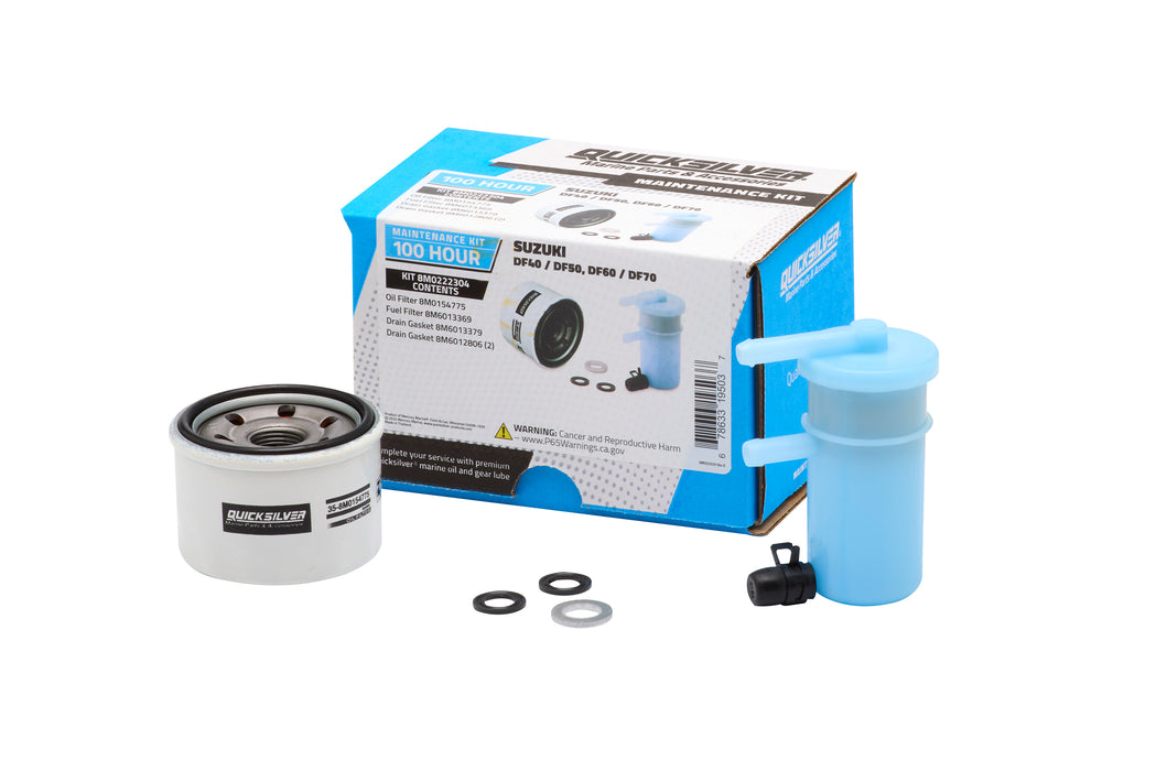 Quicksilver 8M0222304 100 Hour Maintenance Kit for Suzuki DF40/DF50 and DF60/DF70 Outboards
