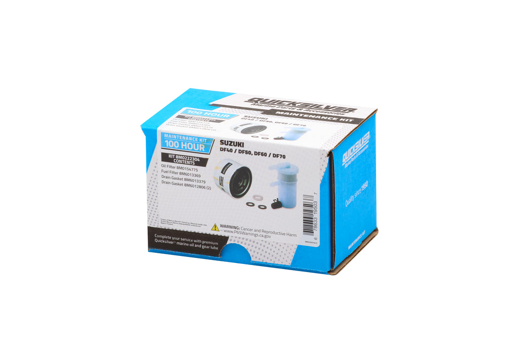 Quicksilver 8M0222304 100 Hour Maintenance Kit for Suzuki DF40/DF50 and DF60/DF70 Outboards