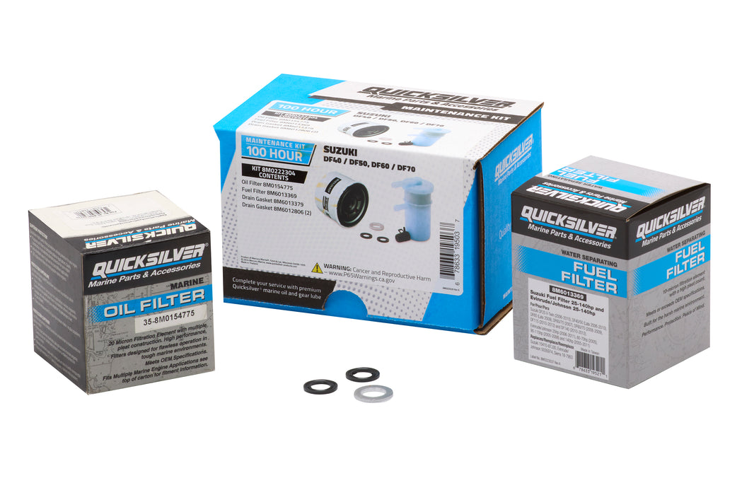 Quicksilver 8M0222304 100 Hour Maintenance Kit for Suzuki DF40/DF50 and DF60/DF70 Outboards