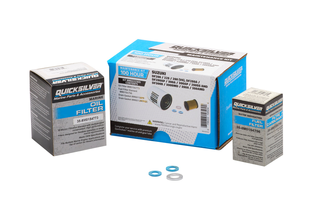 Quicksilver 8M0222305 100 Hour Maintenance Kit for Suzuki Various 200-350 Outboards
