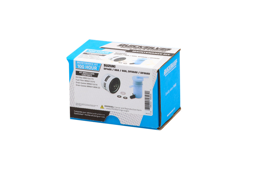 Quicksilver 8M0222306 100 Hour Maintenance Kit for Suzuki DF40A/50A/60A and DF50AV/DF60AV Outboards