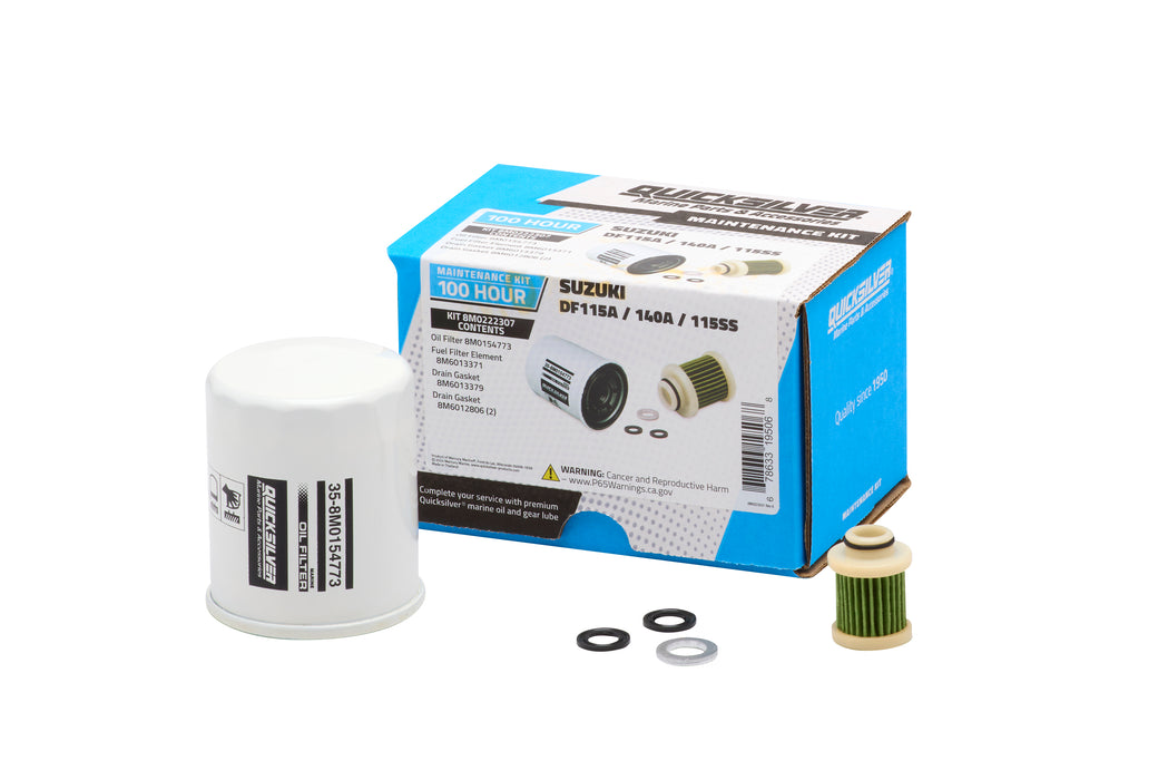 Quicksilver 8M0222307 100 Hour Maintenance Kit for Suzuki DF115A/140A/115SS Outboards