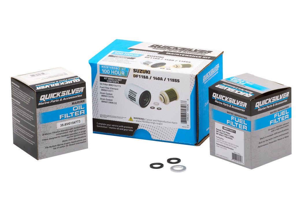 Quicksilver 8M0222307 100 Hour Maintenance Kit for Suzuki DF115A/140A/115SS Outboards