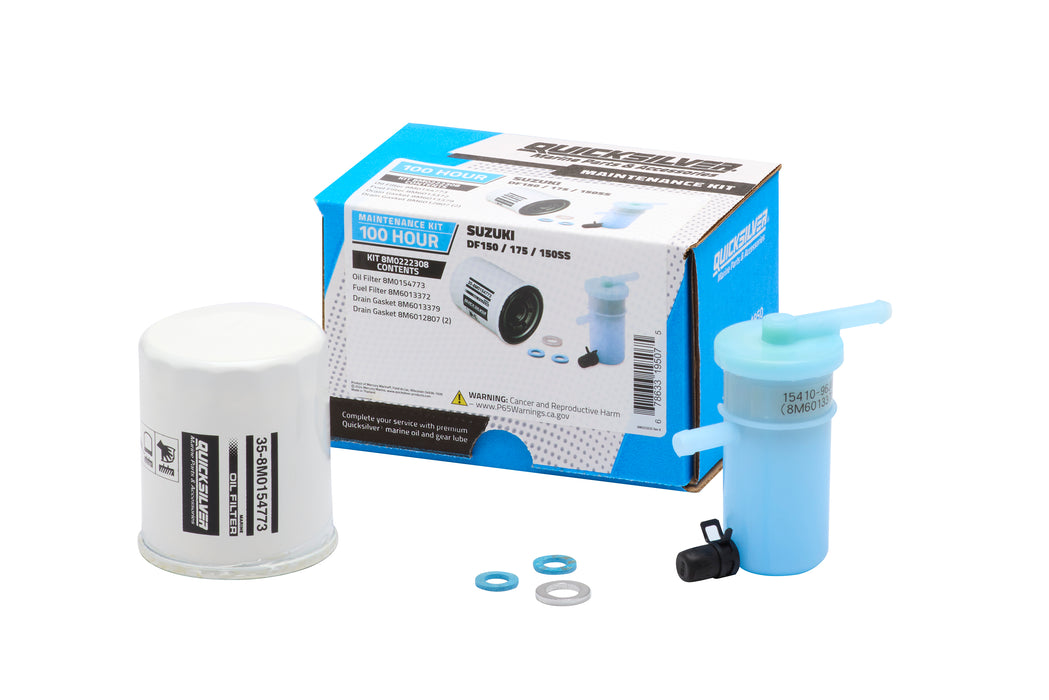 Quicksilver 8M0222308 100 Hour Maintenance Kit for Suzuki DF150/175/150SS Outboards