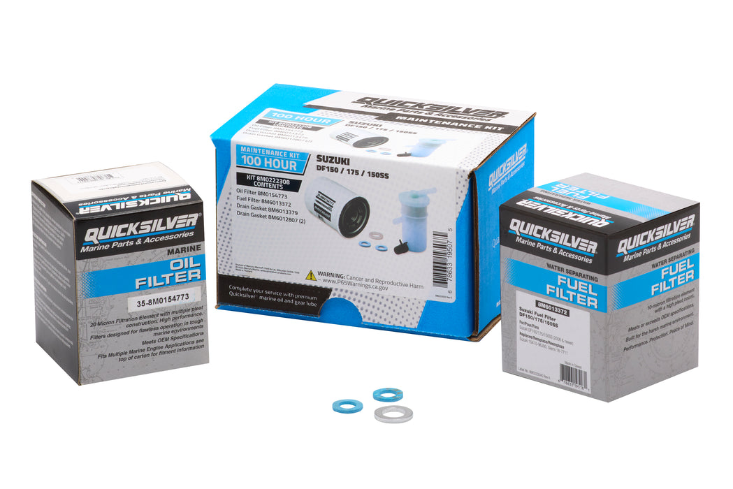 Quicksilver 8M0222308 100 Hour Maintenance Kit for Suzuki DF150/175/150SS Outboards