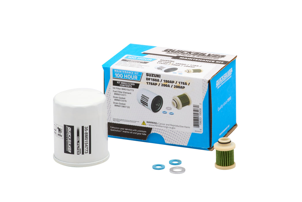 Quicksilver 8M0222309 100 Hour Maintenance Kit for Suzuki DF150A/150AP/175A/175AP/200A/200AP Outboards